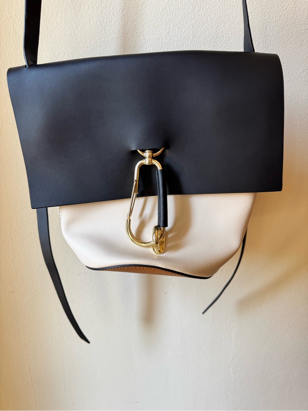 Zac Posen Black and Cream Two-Tone Crossbody with Gold Hardware